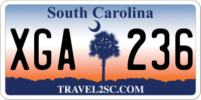 SC license plate XGA236