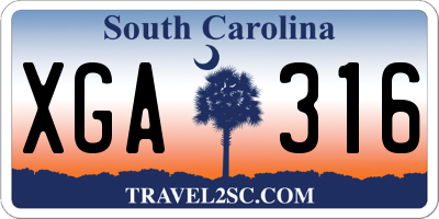 SC license plate XGA316