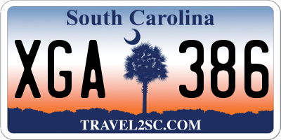 SC license plate XGA386