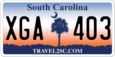 SC license plate XGA403