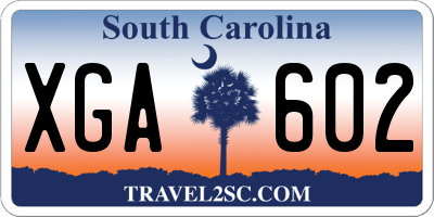 SC license plate XGA602