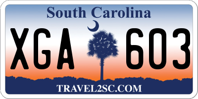SC license plate XGA603