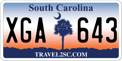 SC license plate XGA643