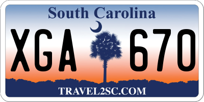SC license plate XGA670