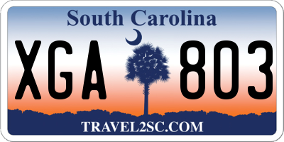 SC license plate XGA803