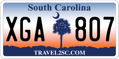 SC license plate XGA807