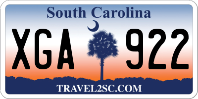 SC license plate XGA922