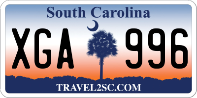 SC license plate XGA996