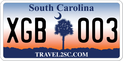 SC license plate XGB003