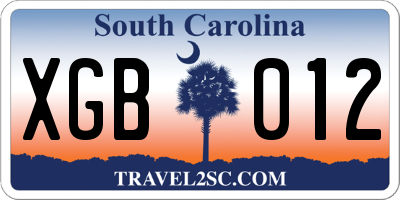 SC license plate XGB012