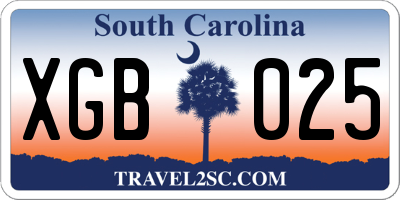 SC license plate XGB025