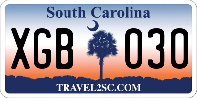 SC license plate XGB030