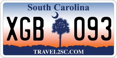 SC license plate XGB093