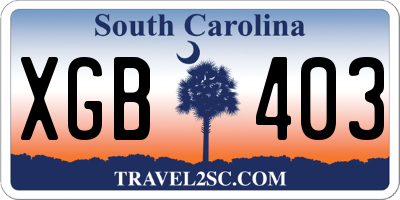 SC license plate XGB403