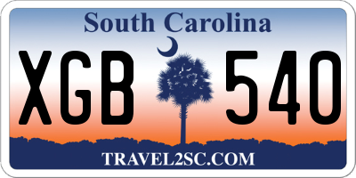SC license plate XGB540
