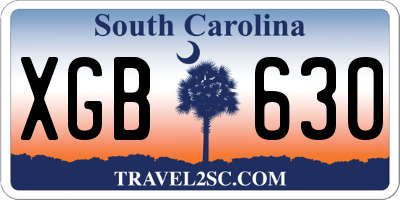 SC license plate XGB630