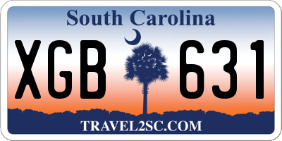 SC license plate XGB631