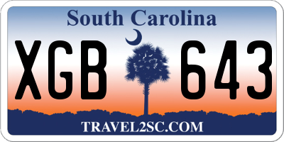 SC license plate XGB643