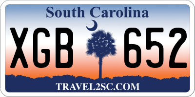 SC license plate XGB652