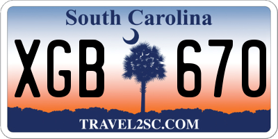 SC license plate XGB670