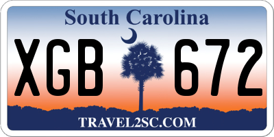 SC license plate XGB672