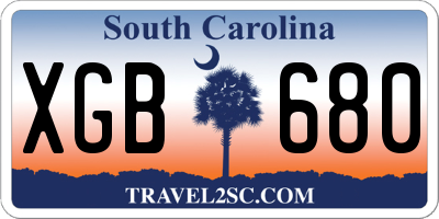 SC license plate XGB680