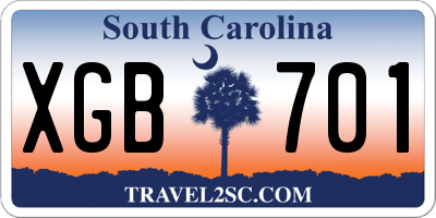SC license plate XGB701