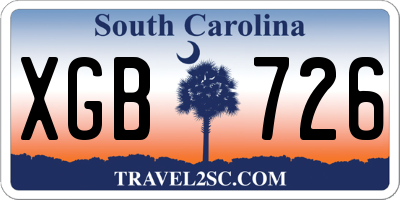 SC license plate XGB726