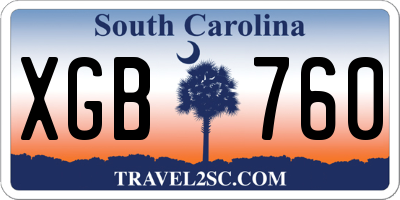 SC license plate XGB760