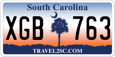 SC license plate XGB763