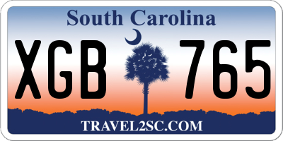 SC license plate XGB765