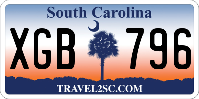 SC license plate XGB796