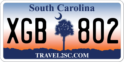 SC license plate XGB802