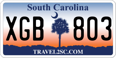 SC license plate XGB803