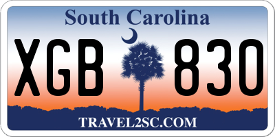SC license plate XGB830