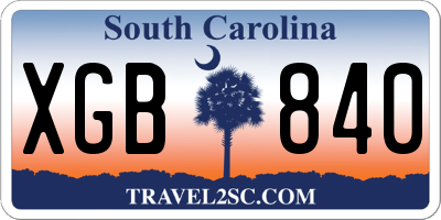 SC license plate XGB840