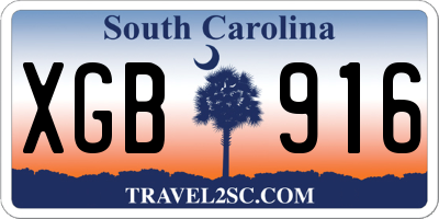 SC license plate XGB916