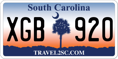 SC license plate XGB920