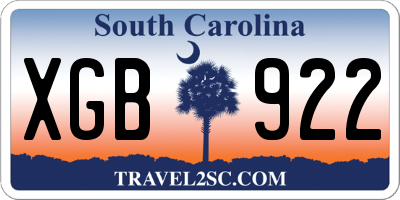 SC license plate XGB922