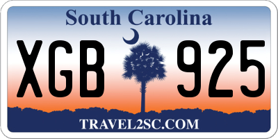 SC license plate XGB925