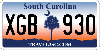 SC license plate XGB930