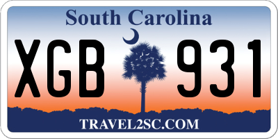 SC license plate XGB931