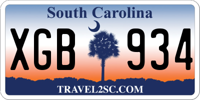 SC license plate XGB934