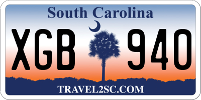 SC license plate XGB940