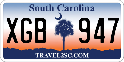 SC license plate XGB947