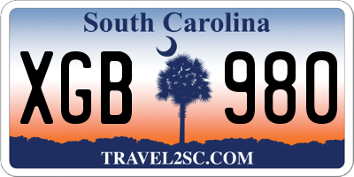 SC license plate XGB980