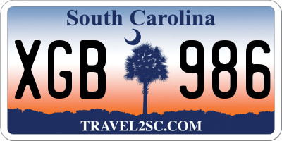 SC license plate XGB986