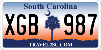 SC license plate XGB987
