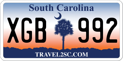 SC license plate XGB992