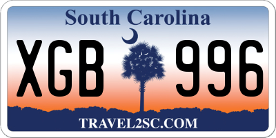 SC license plate XGB996